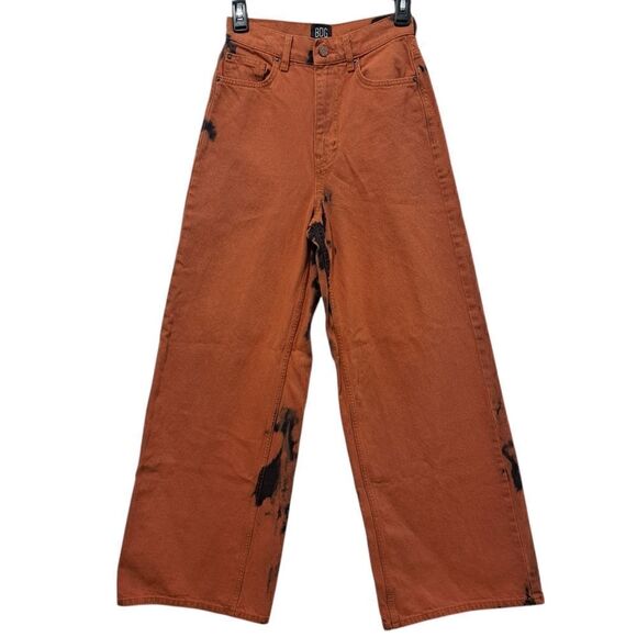 BDG The A Wide Leg Ombre Acid Wash Grunge Streetwear Baggy Jeans Size 26 Orange - Picture 1 of 16